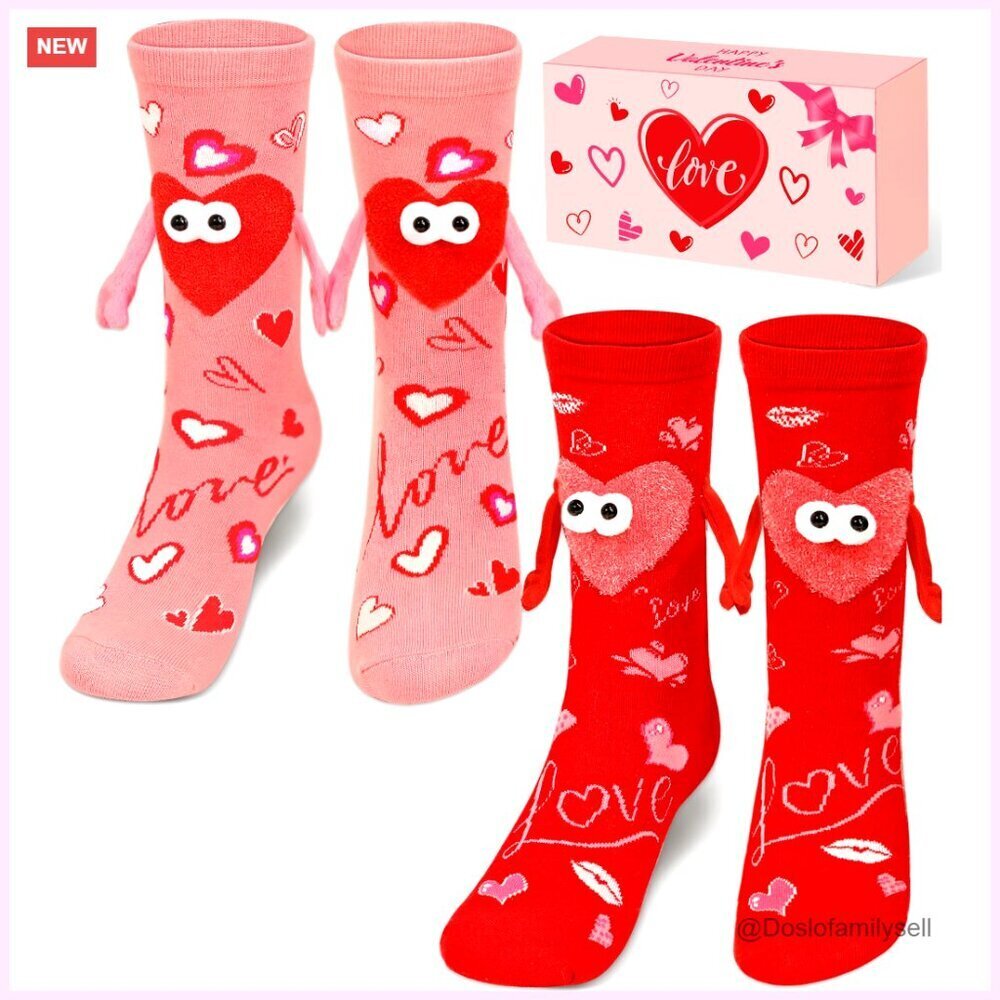 Funny Magnetic Holding Hands Couple Socks Novelty Gift Set for Women